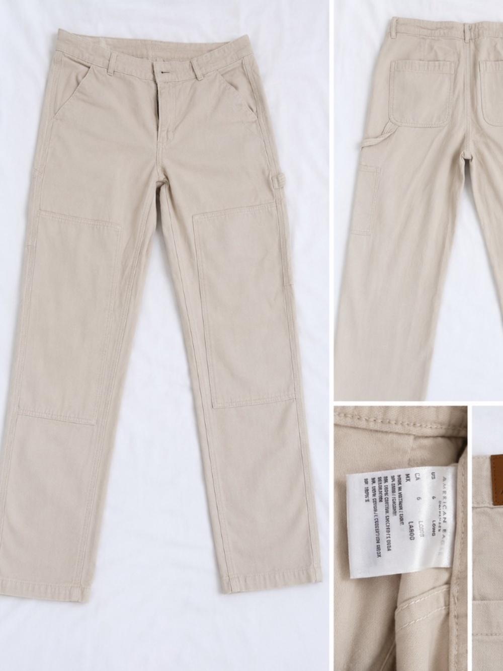 American Eagle Utility Carpenter Pants – Size 6 Long – Beige